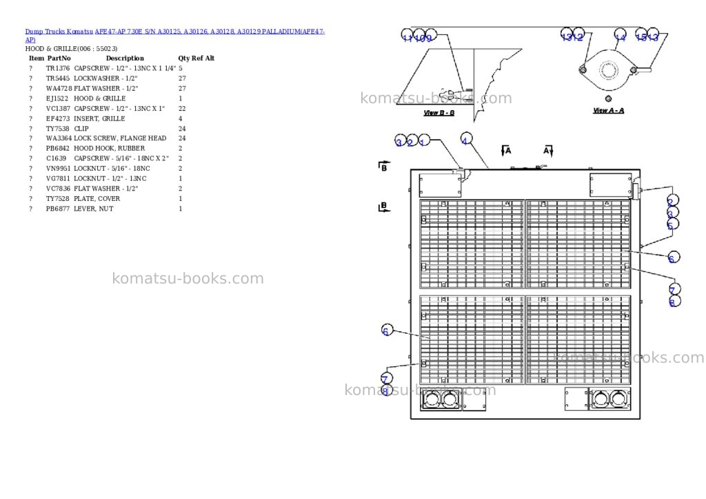 Komatsu afe47-ap 730e s/n a30125, a30126, a30128, a30129 palladium Parts catalog cover Page 3 Komatsu afe47-ap 730e s/n a30125, a30126, a30128, a30129 palladium Parts catalog cover Page 3