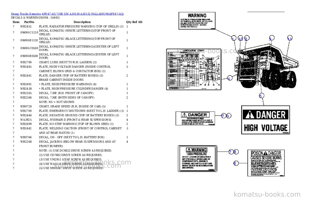 Komatsu afe47-aq 730e s/n a30130-a30132 palladium Parts catalog cover Page 2