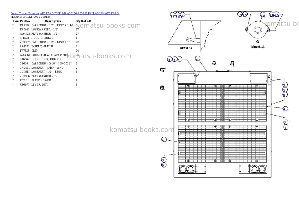 Komatsu afe47-aq 730e s/n a30130-a30132 palladium Parts catalog cover Page 3