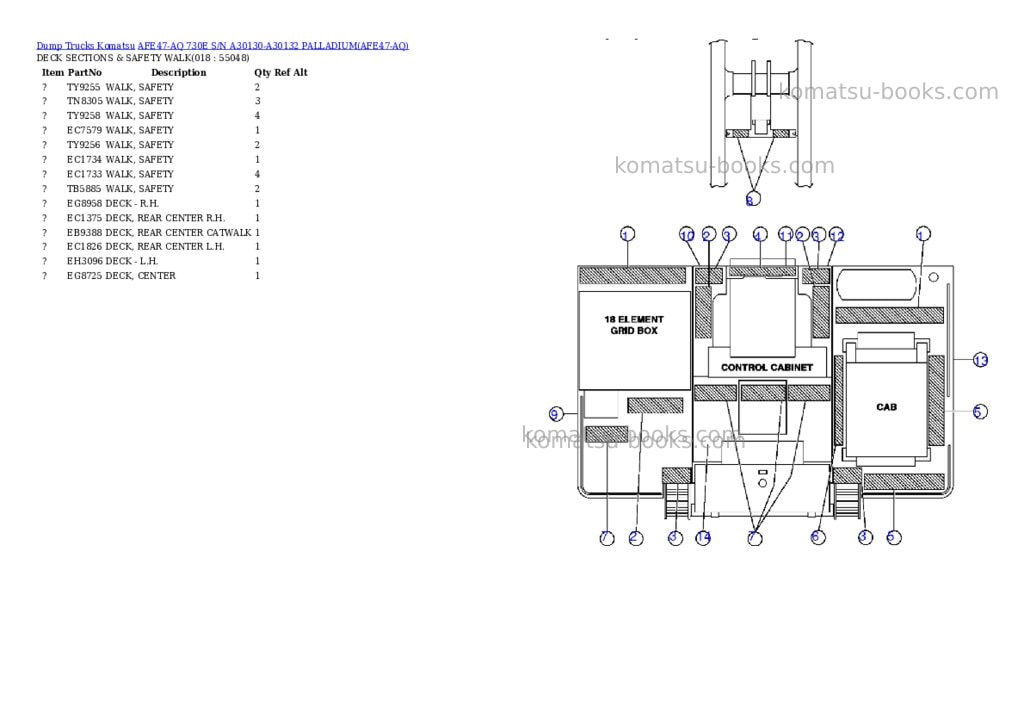 Komatsu afe47-aq 730e s/n a30130-a30132 palladium Parts catalog cover Page 8