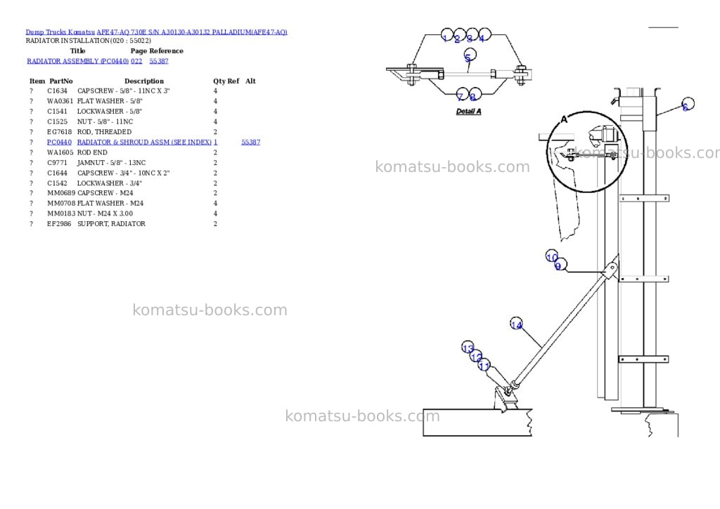 Komatsu afe47-aq 730e s/n a30130-a30132 palladium Parts catalog cover Page 9