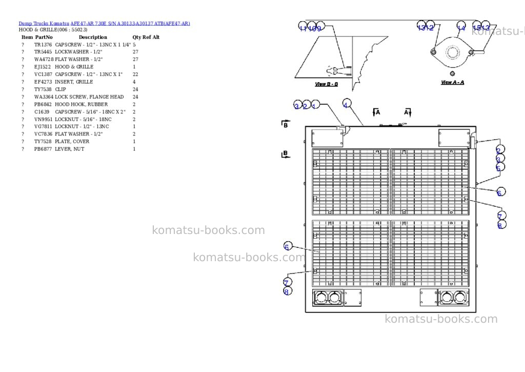 Komatsu afe47-ar 730e s/n a30133-a30137 atb Parts catalog cover Page 3