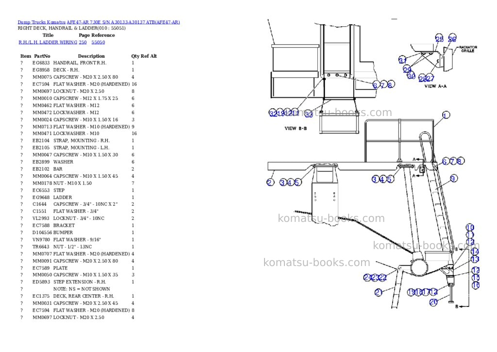 Komatsu afe47-ar 730e s/n a30133-a30137 atb Parts catalog cover Page 5