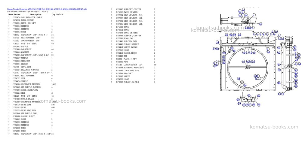 Komatsu afe47-as 730e s/n a30138, a30139 & a30143 orapa Parts catalog cover Page 10