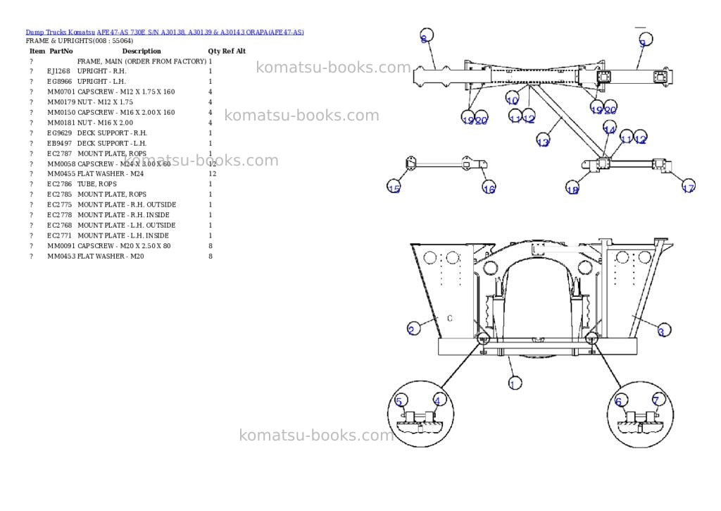 Komatsu afe47-as 730e s/n a30138, a30139 & a30143 orapa Parts catalog cover Page 4