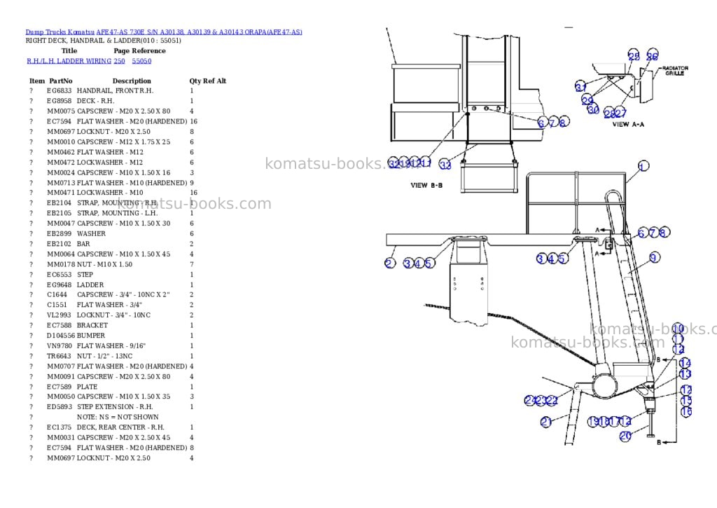 Komatsu afe47-as 730e s/n a30138, a30139 & a30143 orapa Parts catalog cover Page 5