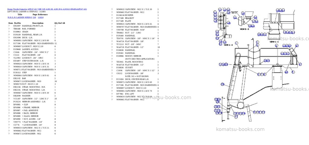 Komatsu afe47-as 730e s/n a30138, a30139 & a30143 orapa Parts catalog cover Page 6