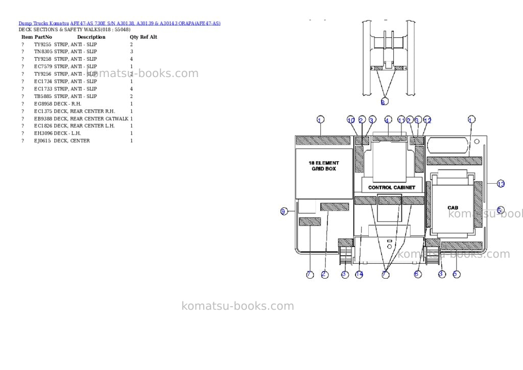 Komatsu afe47-as 730e s/n a30138, a30139 & a30143 orapa Parts catalog cover Page 8