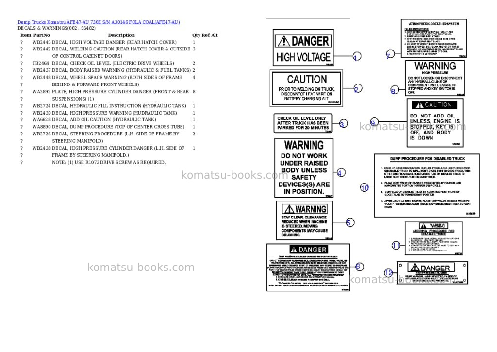 Komatsu afe47-au 730e s/n a30146 fola coal Parts catalog cover Komatsu afe47-au 730e s/n a30146 fola coal Parts catalog cover