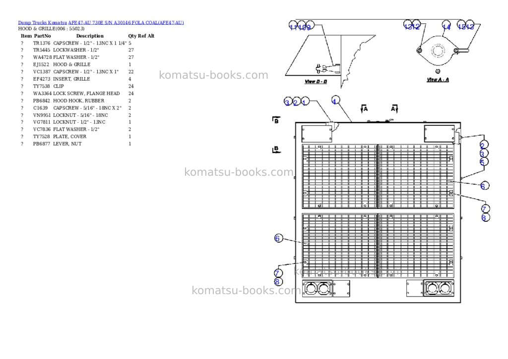 Komatsu afe47-au 730e s/n a30146 fola coal Parts catalog cover Page 3 Komatsu afe47-au 730e s/n a30146 fola coal Parts catalog cover Page 3