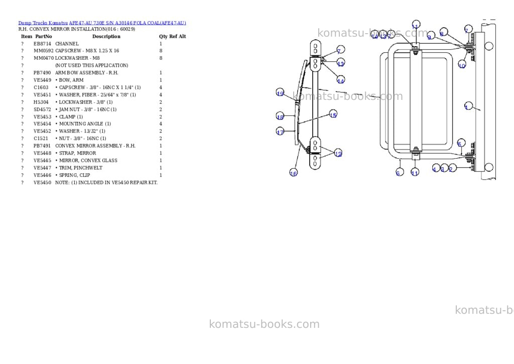 Komatsu afe47-au 730e s/n a30146 fola coal Parts catalog cover Page 7 Komatsu afe47-au 730e s/n a30146 fola coal Parts catalog cover Page 7