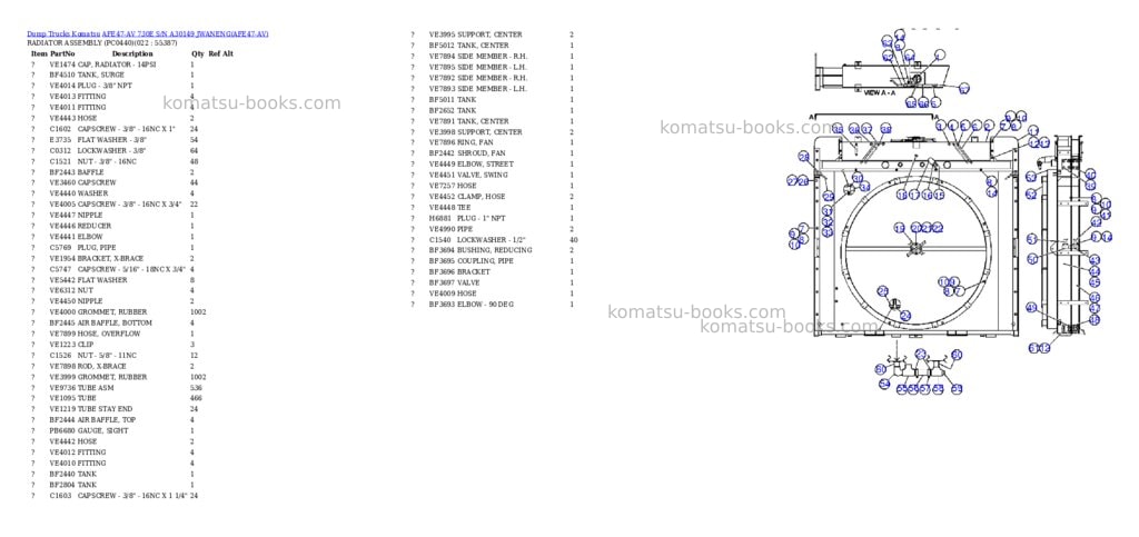 Komatsu afe47-av 730e s/n a30149 jwaneng Parts catalog cover Page 10 Komatsu afe47-av 730e s/n a30149 jwaneng Parts catalog cover Page 10