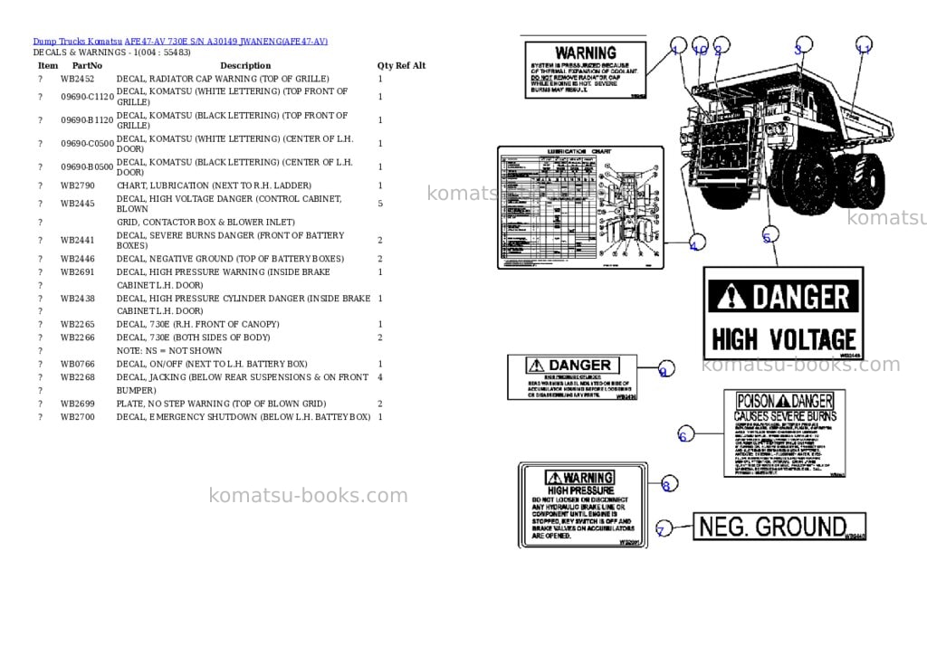 Komatsu afe47-av 730e s/n a30149 jwaneng Parts catalog cover Page 2 Komatsu afe47-av 730e s/n a30149 jwaneng Parts catalog cover Page 2