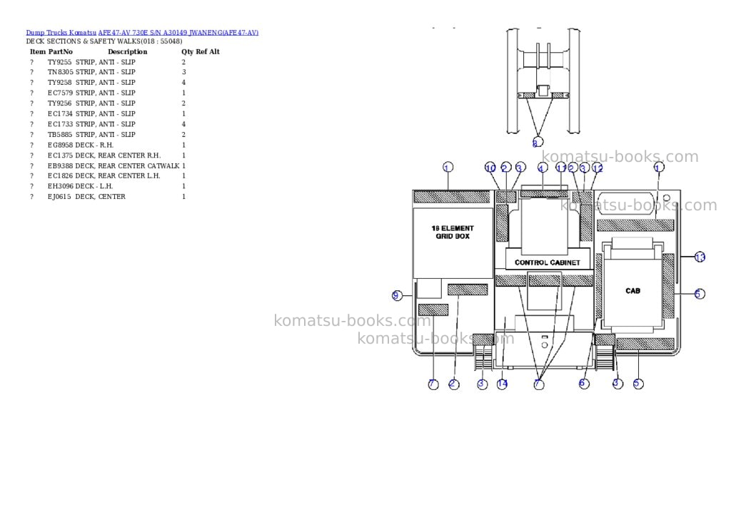 Komatsu afe47-av 730e s/n a30149 jwaneng Parts catalog cover Page 8 Komatsu afe47-av 730e s/n a30149 jwaneng Parts catalog cover Page 8