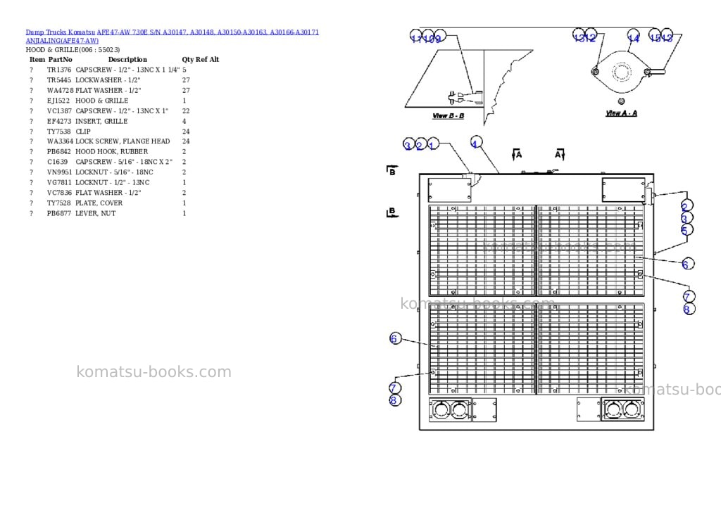 Komatsu afe47-aw 730e s/n a30147, a30148, a30150-a30163, a30166-a30171 anjialing Parts catalog cover Page 3 Komatsu afe47-aw 730e s/n a30147, a30148, a30150-a30163, a30166-a30171 anjialing Parts catalog cover Page 3
