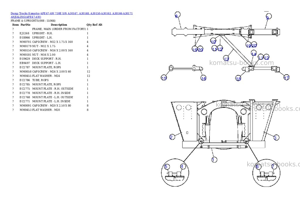 Komatsu afe47-aw 730e s/n a30147, a30148, a30150-a30163, a30166-a30171 anjialing Parts catalog cover Page 4 Komatsu afe47-aw 730e s/n a30147, a30148, a30150-a30163, a30166-a30171 anjialing Parts catalog cover Page 4