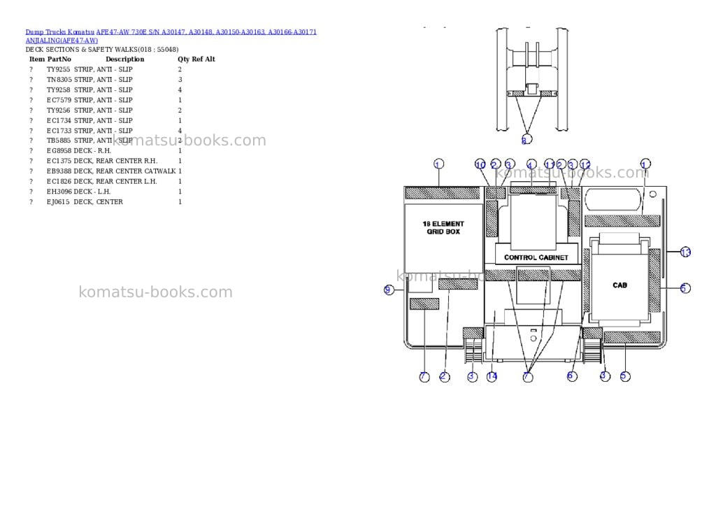 Komatsu afe47-aw 730e s/n a30147, a30148, a30150-a30163, a30166-a30171 anjialing Parts catalog cover Page 8 Komatsu afe47-aw 730e s/n a30147, a30148, a30150-a30163, a30166-a30171 anjialing Parts catalog cover Page 8