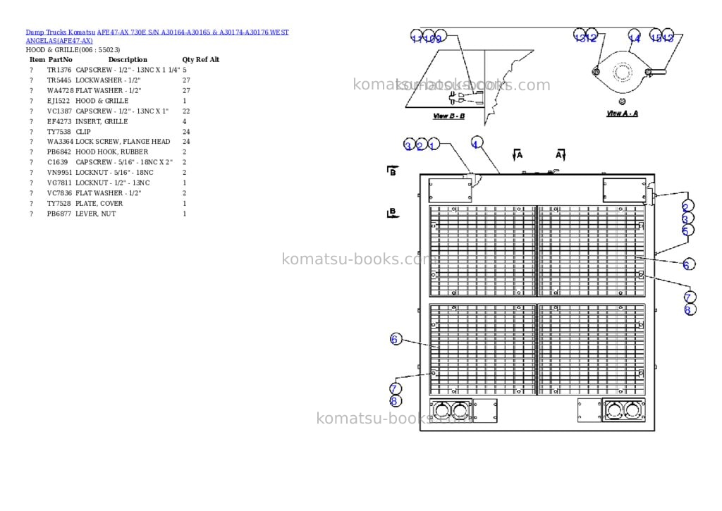 Komatsu afe47-ax 730e s/n a30164-a30165 & a30174-a30176 west angelas Parts catalog cover Page 3 Komatsu afe47-ax 730e s/n a30164-a30165 & a30174-a30176 west angelas Parts catalog cover Page 3