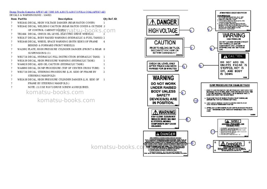 Komatsu afe47-az 730e s/n a30172-a30173 fola coal Parts catalog cover Komatsu afe47-az 730e s/n a30172-a30173 fola coal Parts catalog cover