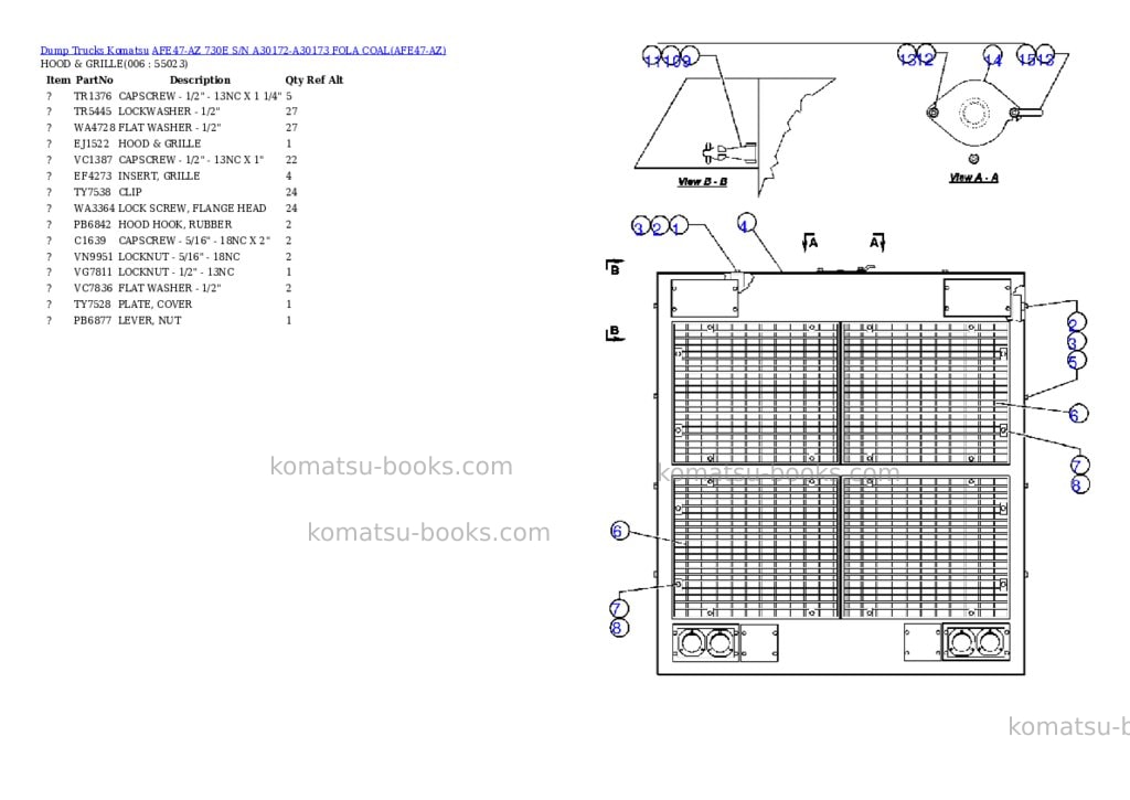 Komatsu afe47-az 730e s/n a30172-a30173 fola coal Parts catalog cover Page 3 Komatsu afe47-az 730e s/n a30172-a30173 fola coal Parts catalog cover Page 3