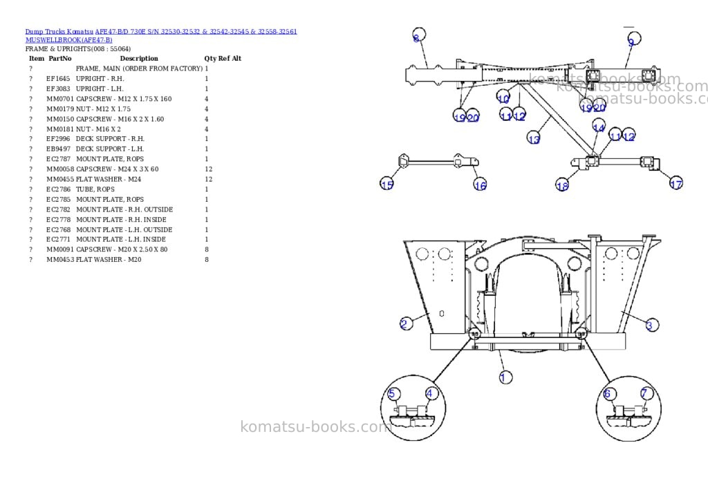 Komatsu afe47-b/d 730e s/n 32530-32532 & 32542-32545 & 32558-32561 muswellbrook Parts catalog cover Page 4