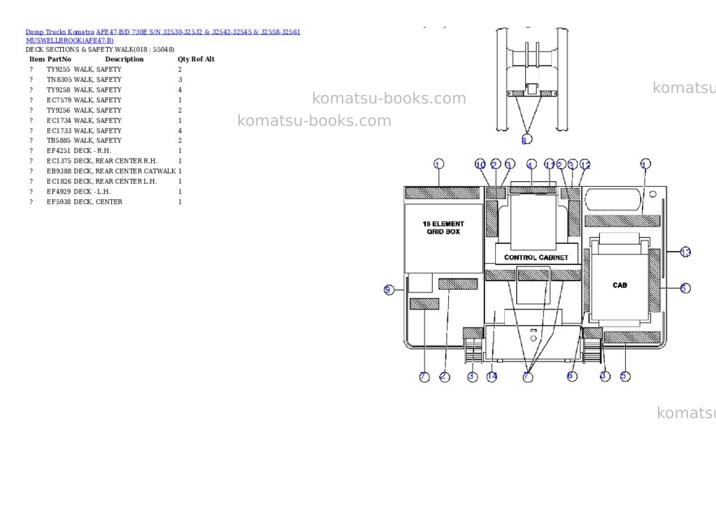 Komatsu afe47-b/d 730e s/n 32530-32532 & 32542-32545 & 32558-32561 muswellbrook Parts catalog cover Page 8