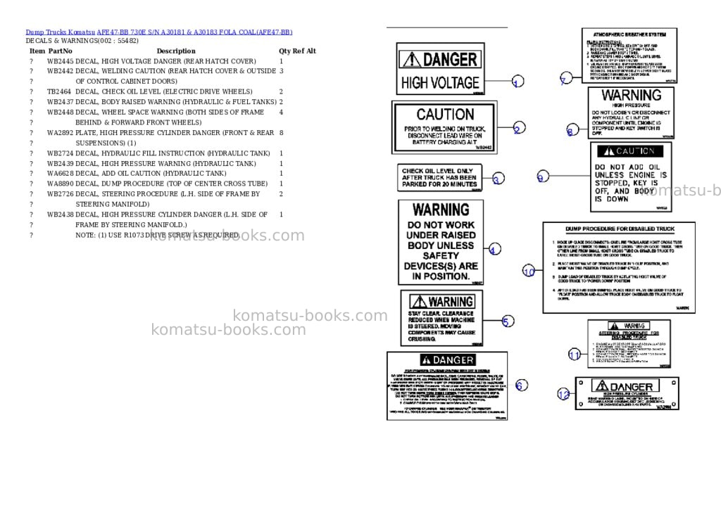 Komatsu afe47-bb 730e s/n a30181 & a30183 fola coal Parts catalog cover Komatsu afe47-bb 730e s/n a30181 & a30183 fola coal Parts catalog cover