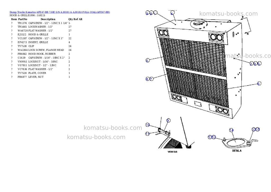 Komatsu afe47-bb 730e s/n a30181 & a30183 fola coal Parts catalog cover Page 3 Komatsu afe47-bb 730e s/n a30181 & a30183 fola coal Parts catalog cover Page 3