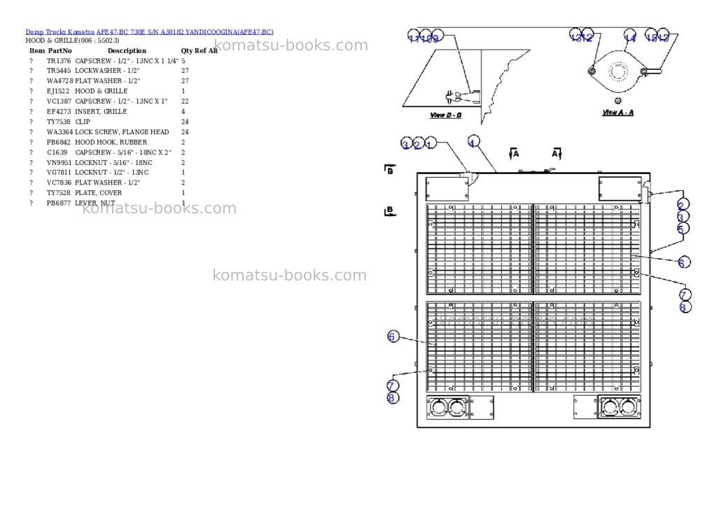 Komatsu afe47-bc 730e s/n a30182 yandicoogina Parts catalog cover Page 2