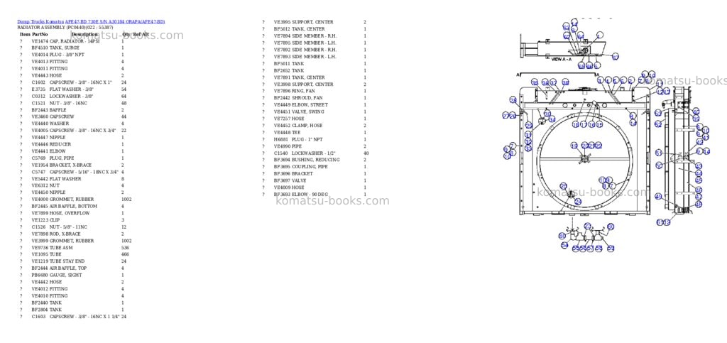 Komatsu afe47-bd 730e s/n a30184 orapa Parts catalog cover Page 10