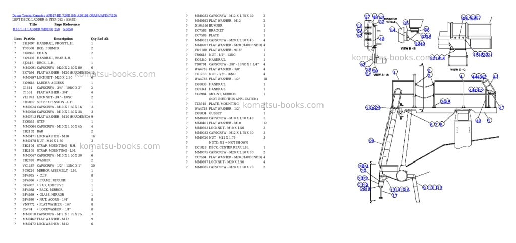 Komatsu afe47-bd 730e s/n a30184 orapa Parts catalog cover Page 6