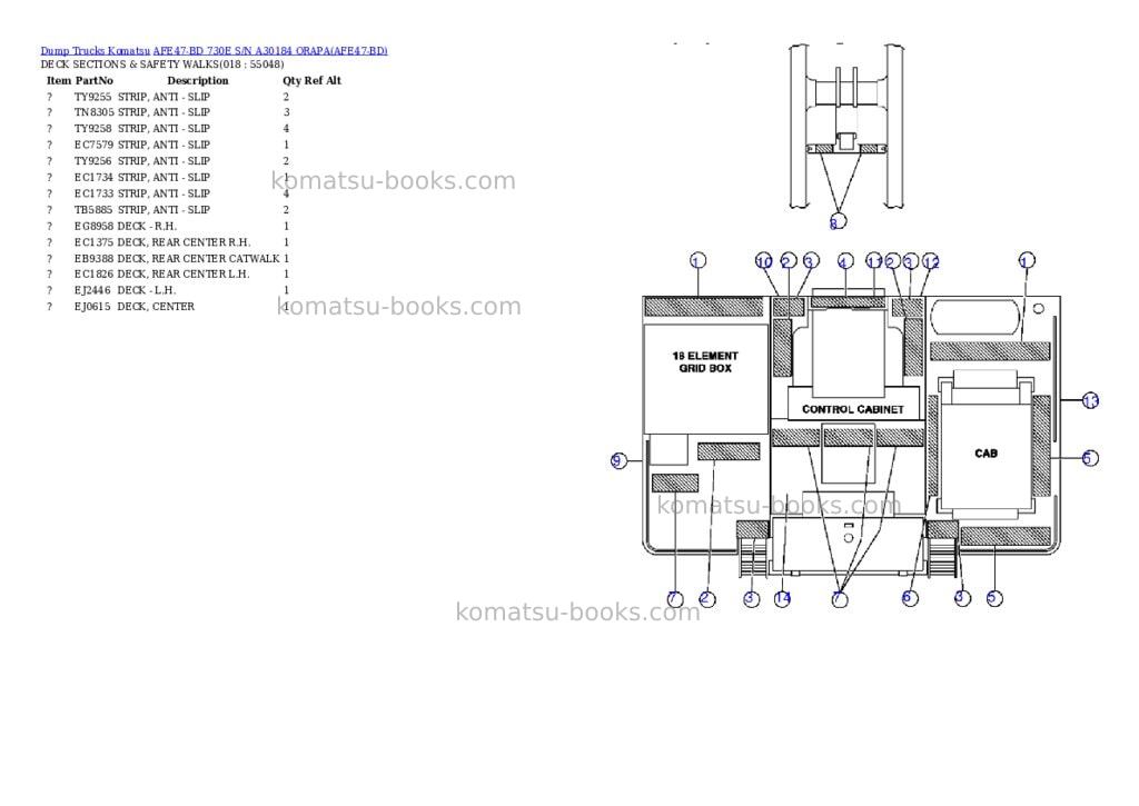 Komatsu afe47-bd 730e s/n a30184 orapa Parts catalog cover Page 8