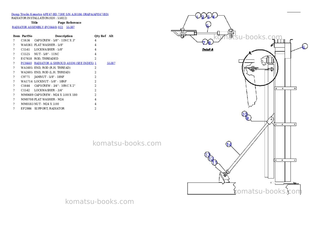 Komatsu afe47-bd 730e s/n a30184 orapa Parts catalog cover Page 9