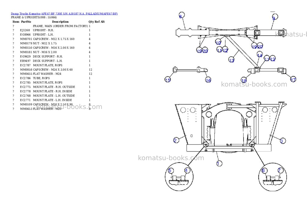 Komatsu afe47-bf 730e s/n a30187 n.a. palladium Parts catalog cover Page 4 Komatsu afe47-bf 730e s/n a30187 n.a. palladium Parts catalog cover Page 4