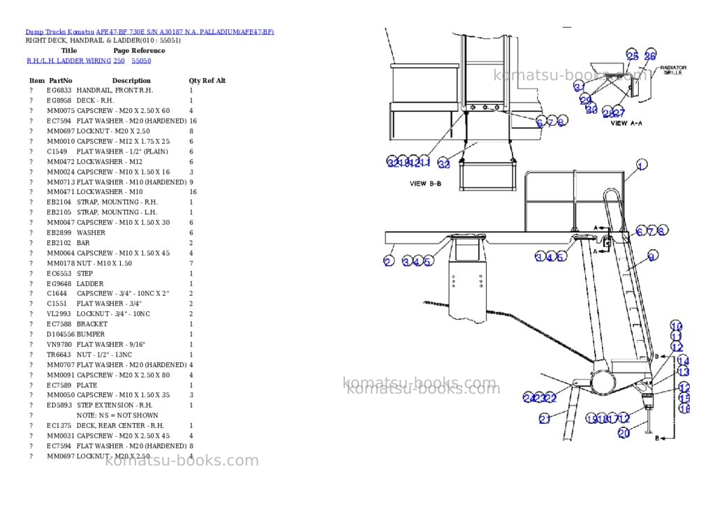 Komatsu afe47-bf 730e s/n a30187 n.a. palladium Parts catalog cover Page 5 Komatsu afe47-bf 730e s/n a30187 n.a. palladium Parts catalog cover Page 5