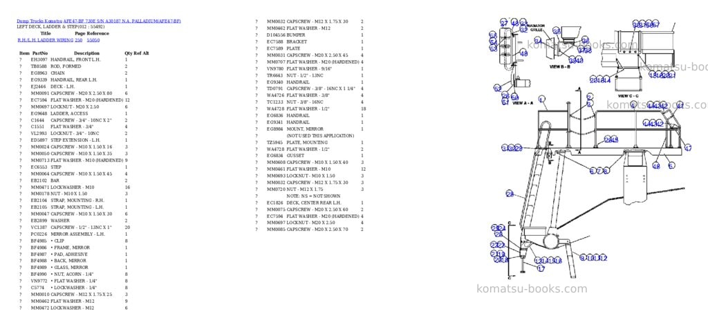 Komatsu afe47-bf 730e s/n a30187 n.a. palladium Parts catalog cover Page 6 Komatsu afe47-bf 730e s/n a30187 n.a. palladium Parts catalog cover Page 6