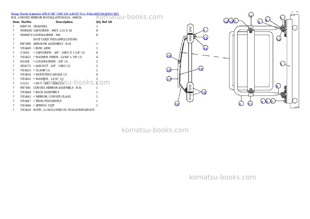 Komatsu afe47-bf 730e s/n a30187 n.a. palladium Parts catalog cover Page 7 Komatsu afe47-bf 730e s/n a30187 n.a. palladium Parts catalog cover Page 7