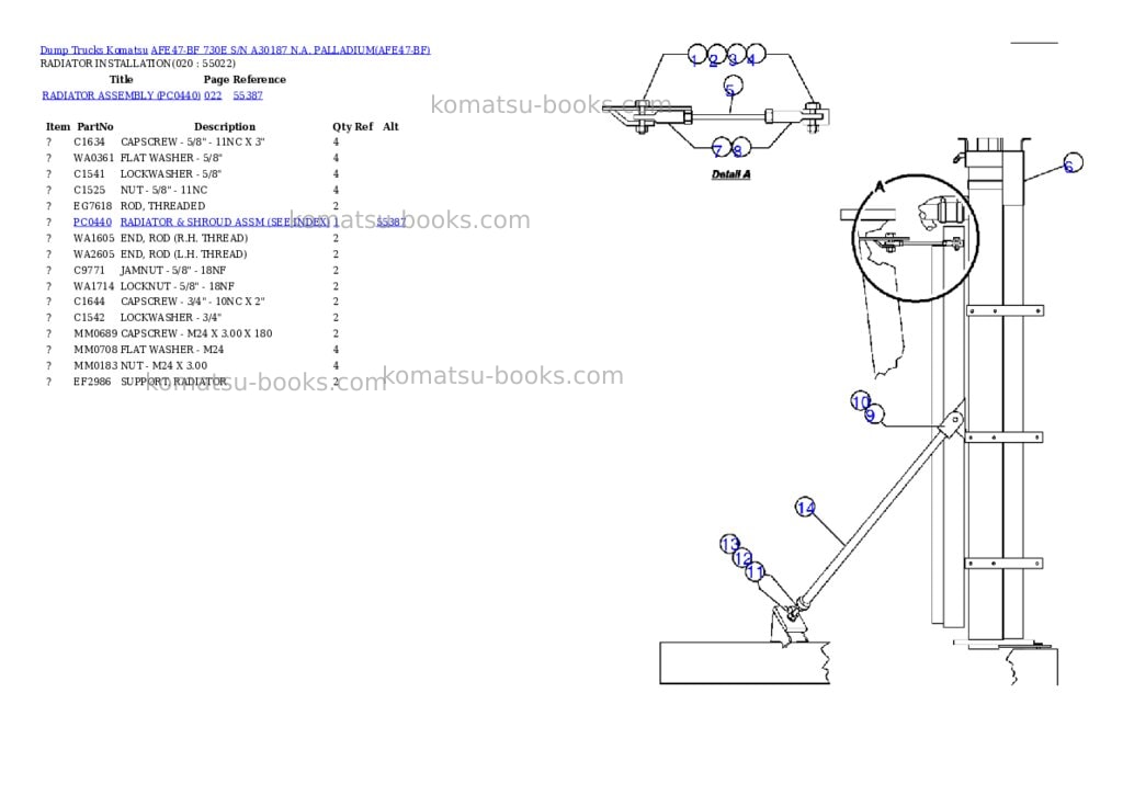 Komatsu afe47-bf 730e s/n a30187 n.a. palladium Parts catalog cover Page 9 Komatsu afe47-bf 730e s/n a30187 n.a. palladium Parts catalog cover Page 9