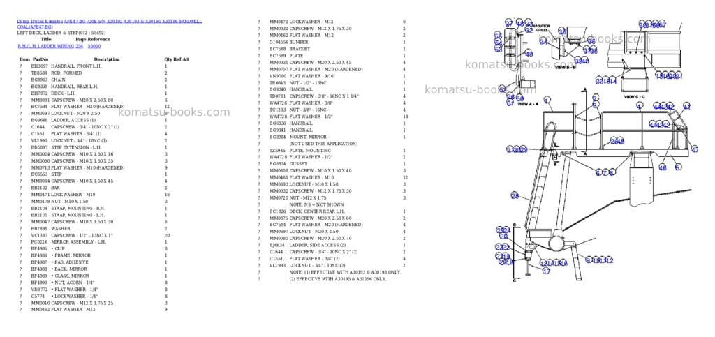 Komatsu afe47-bg 730e s/n a30192-a30193 & a30195-a30196 bandmill coal Parts catalog cover Komatsu afe47-bg 730e s/n a30192-a30193 & a30195-a30196 bandmill coal Parts catalog cover