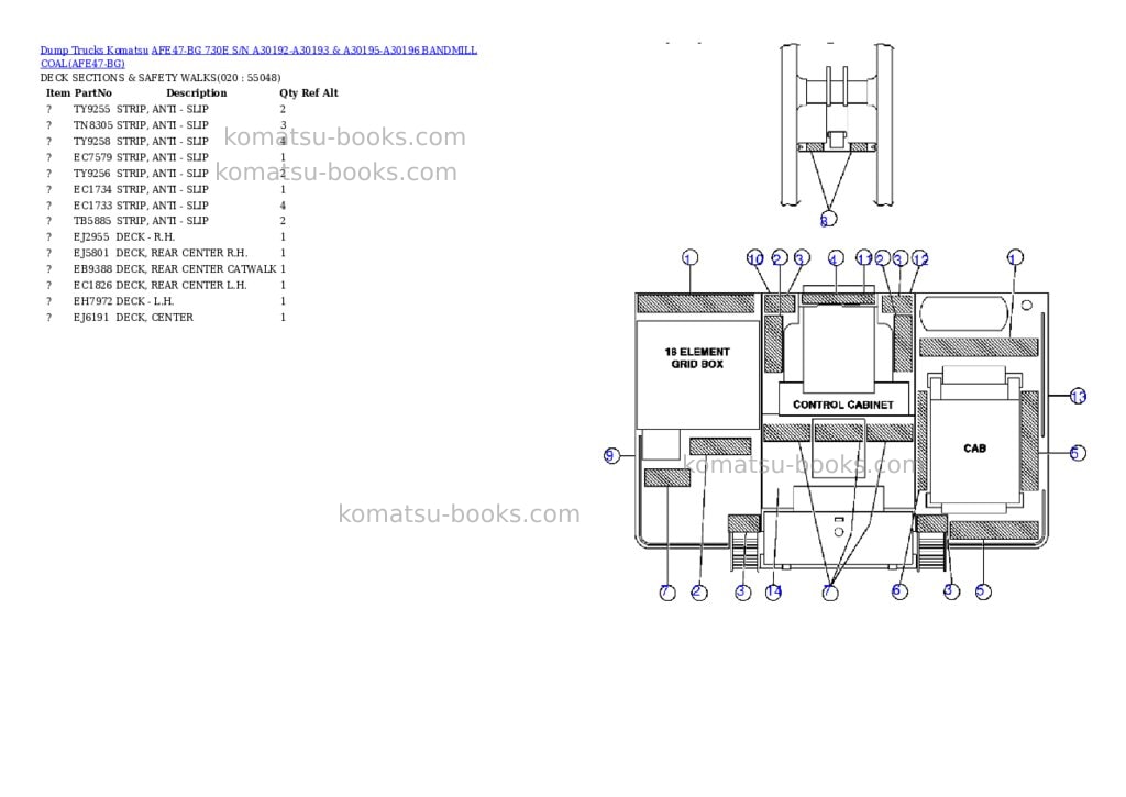Komatsu afe47-bg 730e s/n a30192-a30193 & a30195-a30196 bandmill coal Parts catalog cover Page 4 Komatsu afe47-bg 730e s/n a30192-a30193 & a30195-a30196 bandmill coal Parts catalog cover Page 4