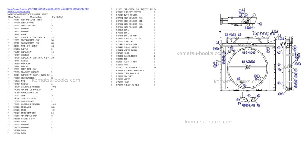 Komatsu afe47-bh 730e s/n a30189-a30191, a30194 usx minnesota ore operations Parts catalog cover Page 10 Komatsu afe47-bh 730e s/n a30189-a30191, a30194 usx minnesota ore operations Parts catalog cover Page 10