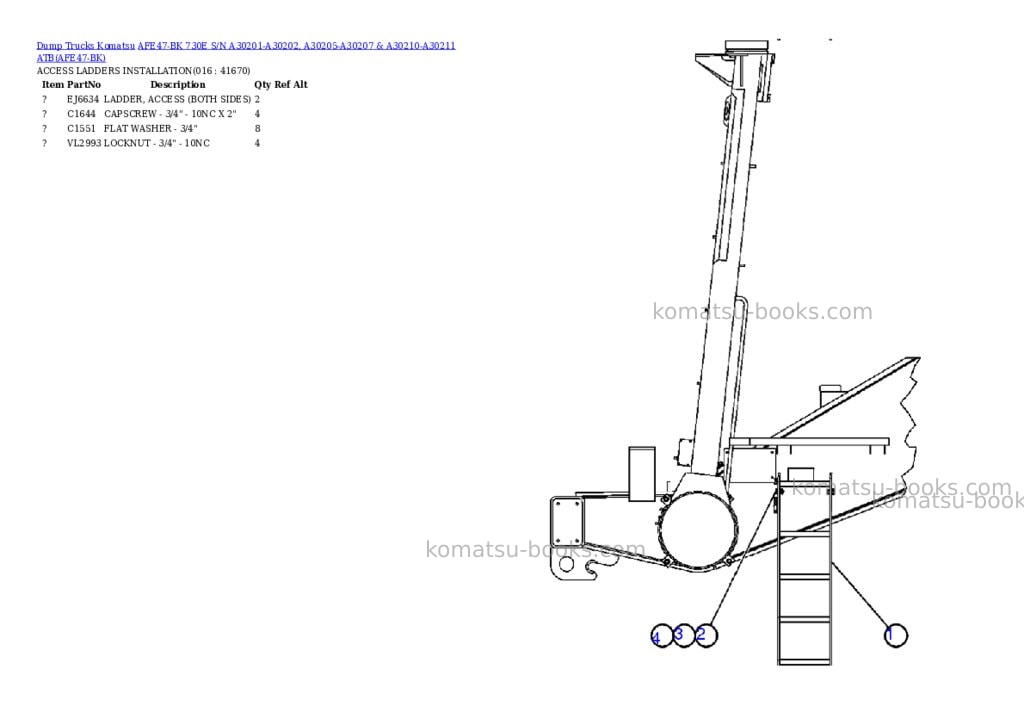 Komatsu afe47-bk 730e s/n a30201-a30202, a30205-a30207 & a30210-a30211 atb Parts catalog cover Page 7 Komatsu afe47-bk 730e s/n a30201-a30202, a30205-a30207 & a30210-a30211 atb Parts catalog cover Page 7
