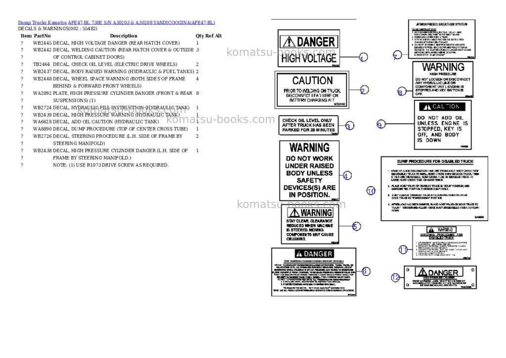 Komatsu afe47-bl 730e s/n a30203 & a30208 yandicoogina Parts catalog cover Komatsu afe47-bl 730e s/n a30203 & a30208 yandicoogina Parts catalog cover