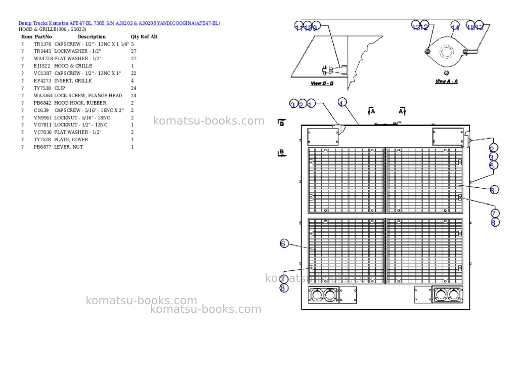 Komatsu afe47-bl 730e s/n a30203 & a30208 yandicoogina Parts catalog cover Page 3 Komatsu afe47-bl 730e s/n a30203 & a30208 yandicoogina Parts catalog cover Page 3