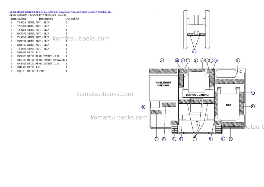 Komatsu afe47-bl 730e s/n a30203 & a30208 yandicoogina Parts catalog cover Page 9 Komatsu afe47-bl 730e s/n a30203 & a30208 yandicoogina Parts catalog cover Page 9