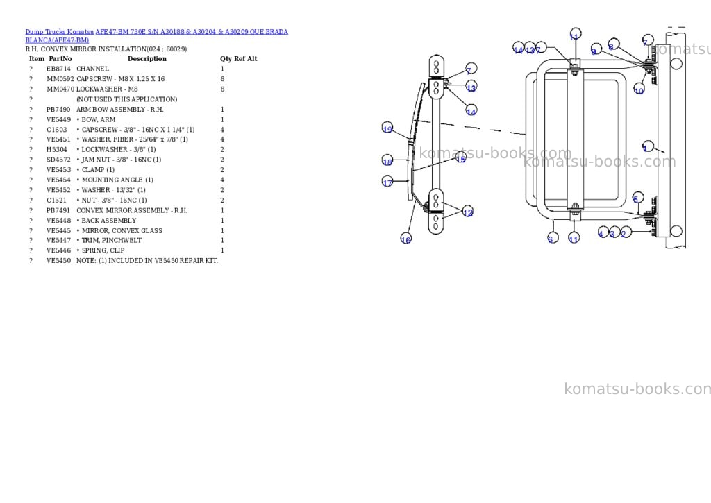 Komatsu afe47-bm 730e s/n a30188 & a30204 & a30209 que brada blanca Parts catalog cover Page 10