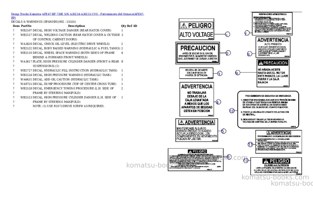 Komatsu afe47-bp 730e s/n a30214-a30215 cvg - ferrominero del orinoco Parts catalog cover Komatsu afe47-bp 730e s/n a30214-a30215 cvg - ferrominero del orinoco Parts catalog cover