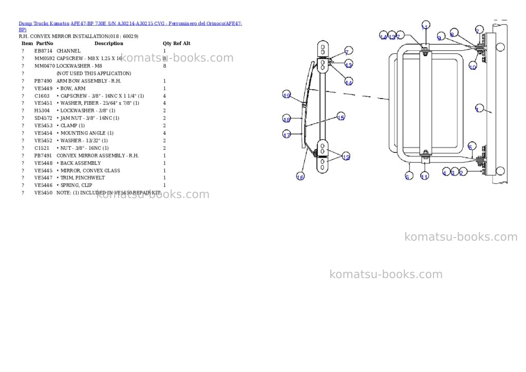 Komatsu afe47-bp 730e s/n a30214-a30215 cvg - ferrominero del orinoco Parts catalog cover Page 8 Komatsu afe47-bp 730e s/n a30214-a30215 cvg - ferrominero del orinoco Parts catalog cover Page 8