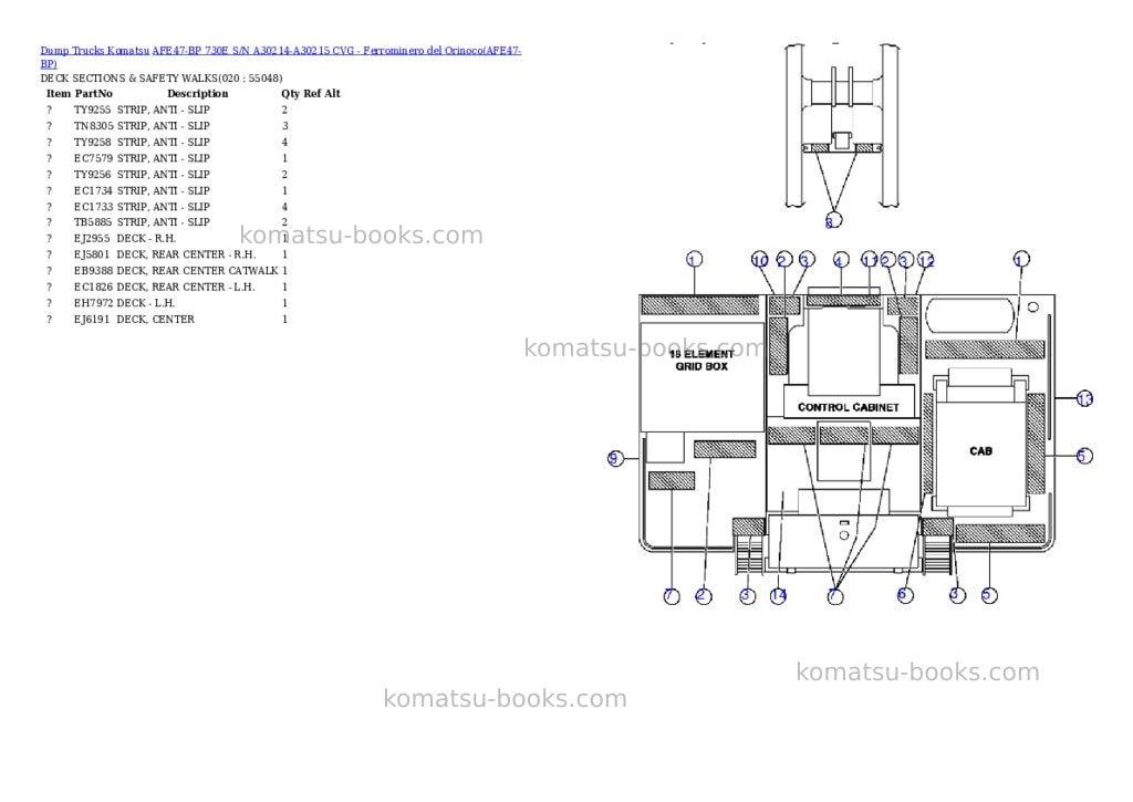 Komatsu afe47-bp 730e s/n a30214-a30215 cvg - ferrominero del orinoco Parts catalog cover Page 9 Komatsu afe47-bp 730e s/n a30214-a30215 cvg - ferrominero del orinoco Parts catalog cover Page 9