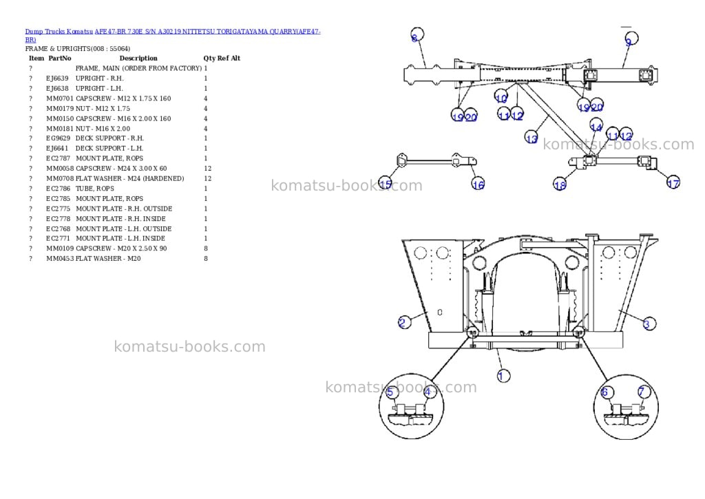 Komatsu afe47-br 730e s/n a30219 nittetsu torigatayama quarry Parts catalog cover Page 4 Komatsu afe47-br 730e s/n a30219 nittetsu torigatayama quarry Parts catalog cover Page 4